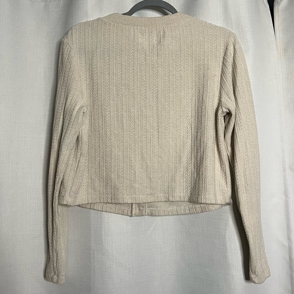 Saylor by Revolve Cream Pointelle Knit Cropped Cardigan XS - Picture 5 of 10